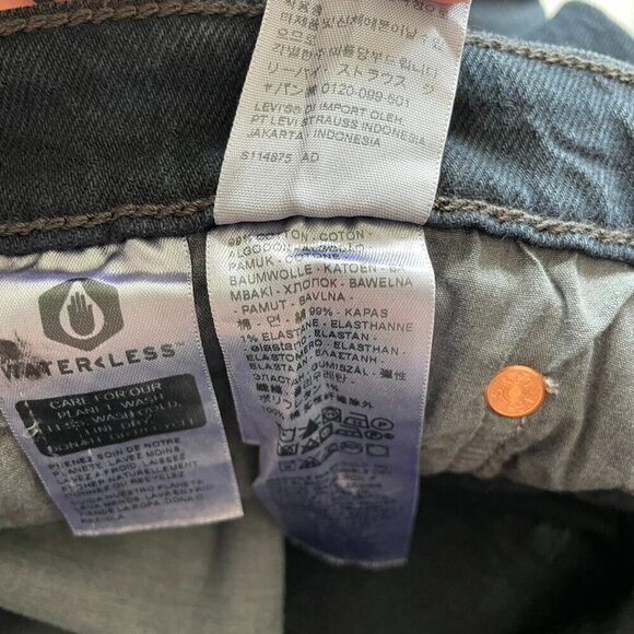 Levi's Wedgie High Rise Button Fly Waist Denim Dark Wash Skinny Jeans Black 27 - Picture 9 of 10